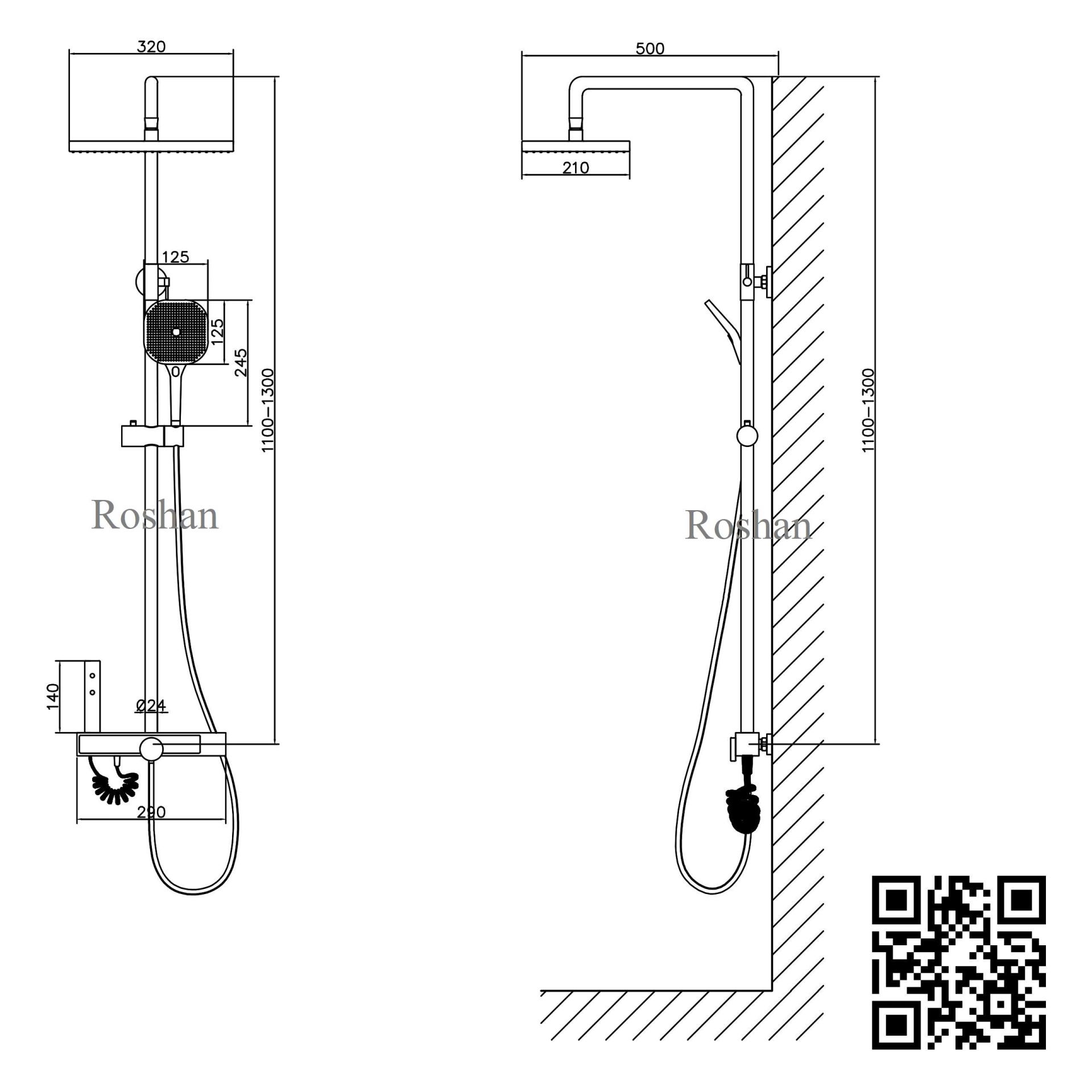Bộ sen cây nóng lạnh có hiện thị nhiệt độ Roshan Premium R20226